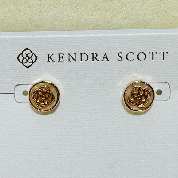 Kendra Scott Dira Coin Stud Earrings Women's Rose Gold Plated Abalone Shell NWT - Picture 5 of 8